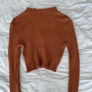 Shein Mock-Neck Sweater With Lettuce Trim